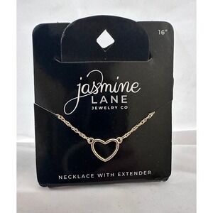 Jasmine Lane Dainty Heart Pendant Necklace Gold-Plated Adjustable 16-18"‎ NWT